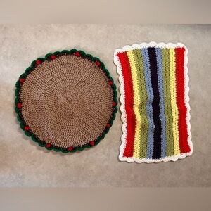 NEW Set of 2 Knitted cat or small dog blankets. Perfect for in beds or on own.